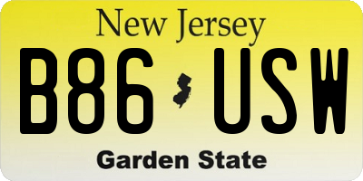 NJ license plate B86USW