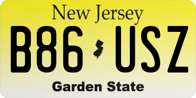 NJ license plate B86USZ