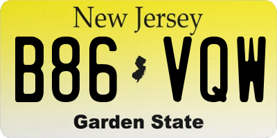 NJ license plate B86VQW