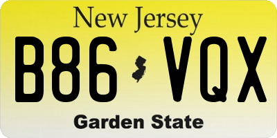 NJ license plate B86VQX