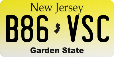 NJ license plate B86VSC