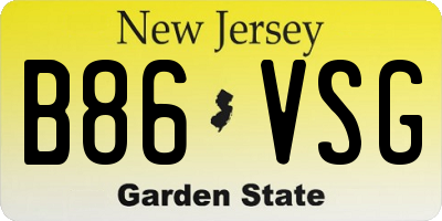 NJ license plate B86VSG