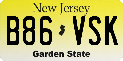 NJ license plate B86VSK