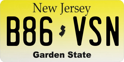 NJ license plate B86VSN