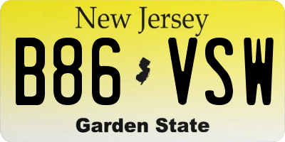 NJ license plate B86VSW
