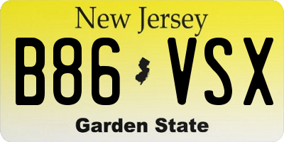NJ license plate B86VSX