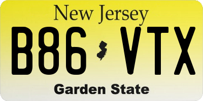 NJ license plate B86VTX