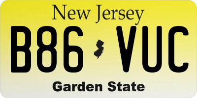 NJ license plate B86VUC