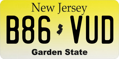 NJ license plate B86VUD