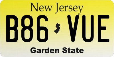NJ license plate B86VUE