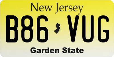 NJ license plate B86VUG