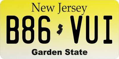 NJ license plate B86VUI