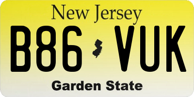 NJ license plate B86VUK