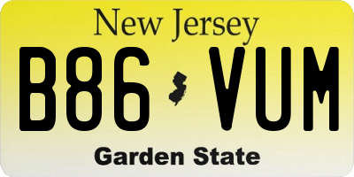 NJ license plate B86VUM
