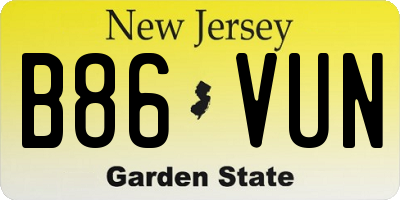 NJ license plate B86VUN