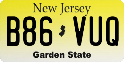 NJ license plate B86VUQ