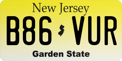 NJ license plate B86VUR