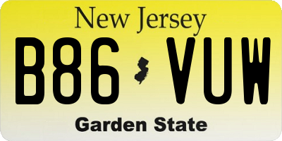 NJ license plate B86VUW