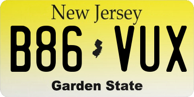 NJ license plate B86VUX