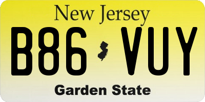NJ license plate B86VUY