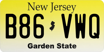 NJ license plate B86VWQ