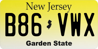 NJ license plate B86VWX