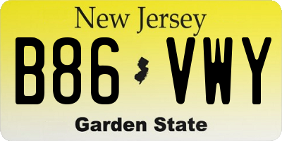 NJ license plate B86VWY