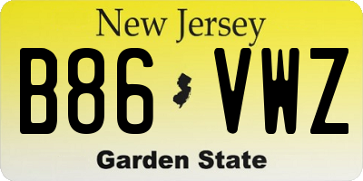 NJ license plate B86VWZ