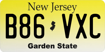 NJ license plate B86VXC