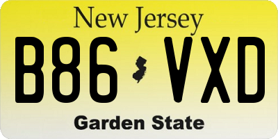 NJ license plate B86VXD
