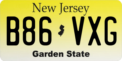 NJ license plate B86VXG