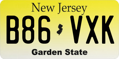 NJ license plate B86VXK
