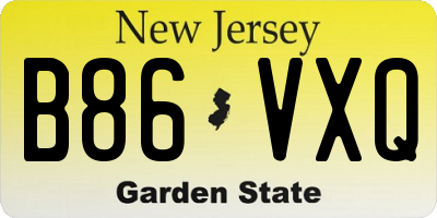 NJ license plate B86VXQ