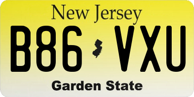 NJ license plate B86VXU