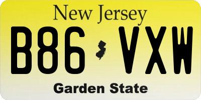 NJ license plate B86VXW