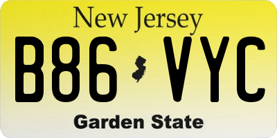 NJ license plate B86VYC