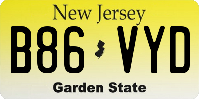 NJ license plate B86VYD