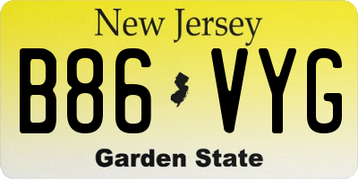 NJ license plate B86VYG