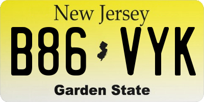 NJ license plate B86VYK