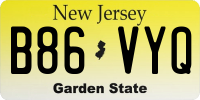 NJ license plate B86VYQ