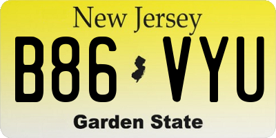 NJ license plate B86VYU