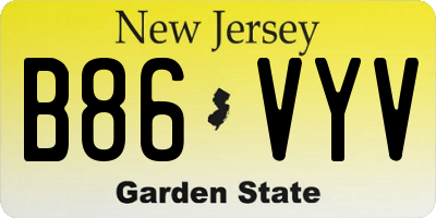 NJ license plate B86VYV