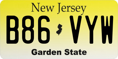 NJ license plate B86VYW