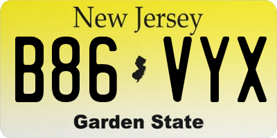 NJ license plate B86VYX