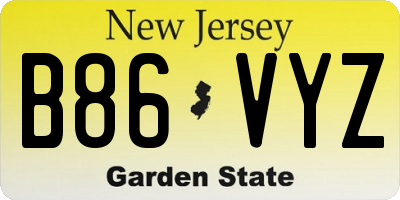 NJ license plate B86VYZ