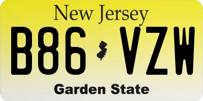 NJ license plate B86VZW
