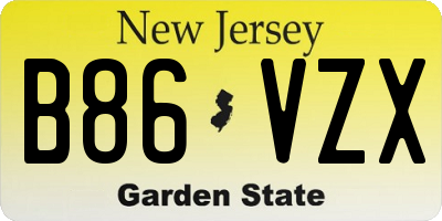 NJ license plate B86VZX