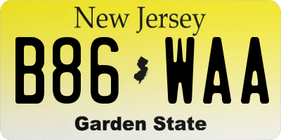 NJ license plate B86WAA