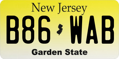 NJ license plate B86WAB