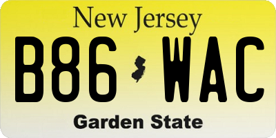 NJ license plate B86WAC